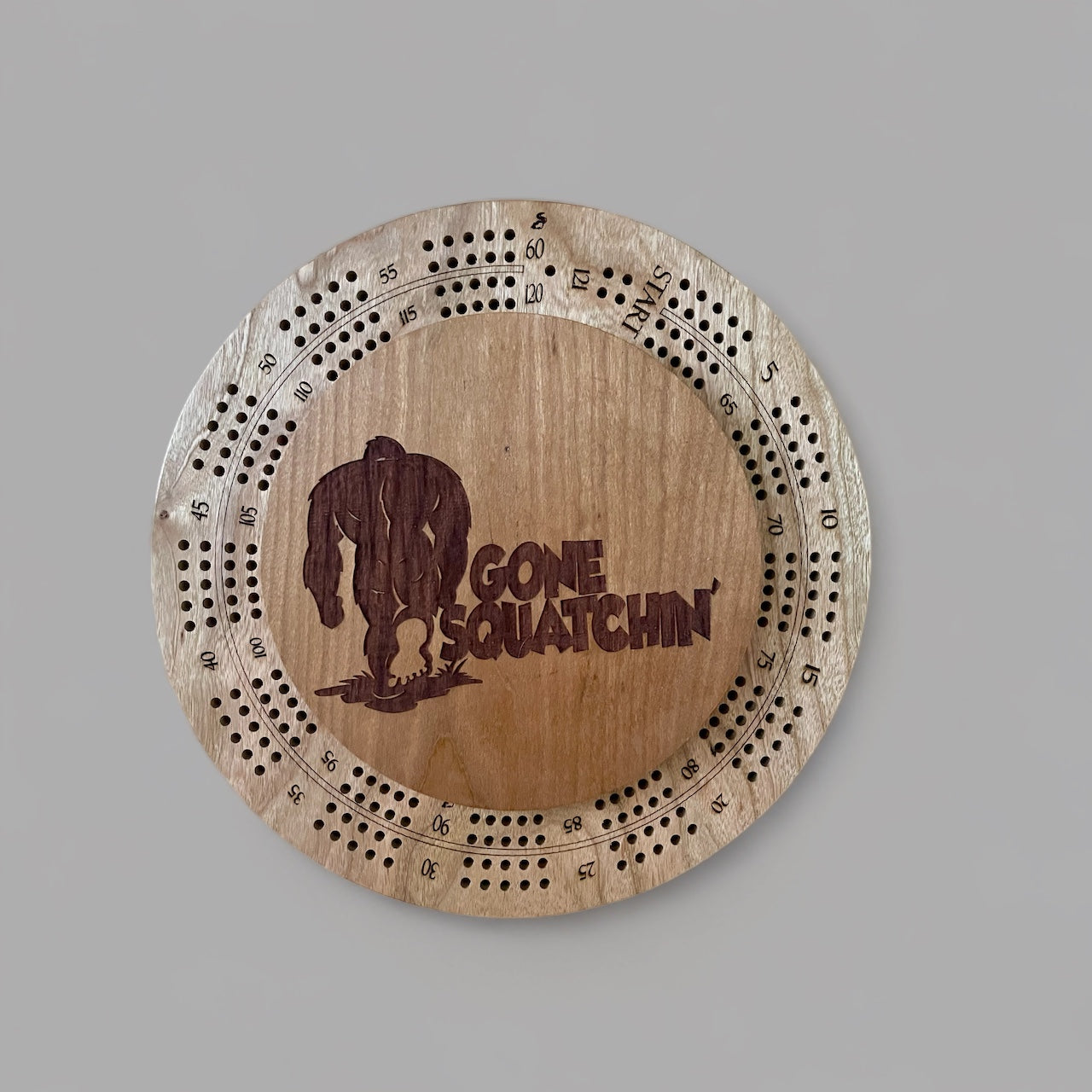 2 Person Cribbage Board - Gone Squatchin' - Cherry