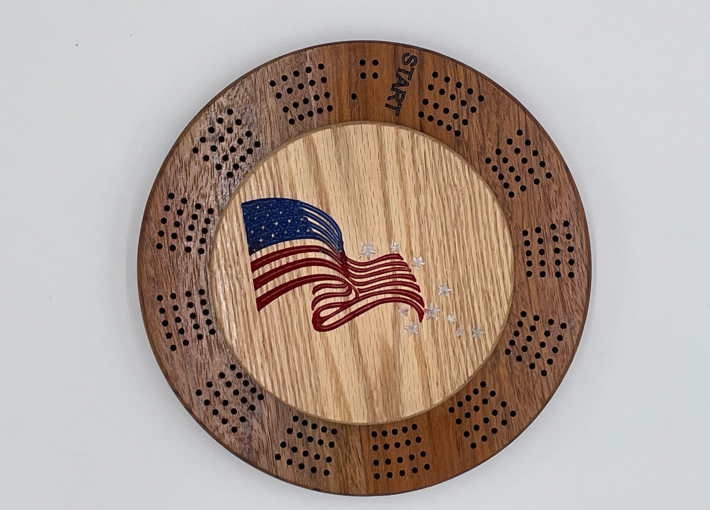 2 Person Cribbage Board - Flag - Brazilian Cherry