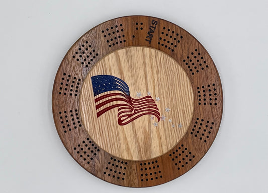 2 Person Cribbage Board - Flag - Brazilian Cherry