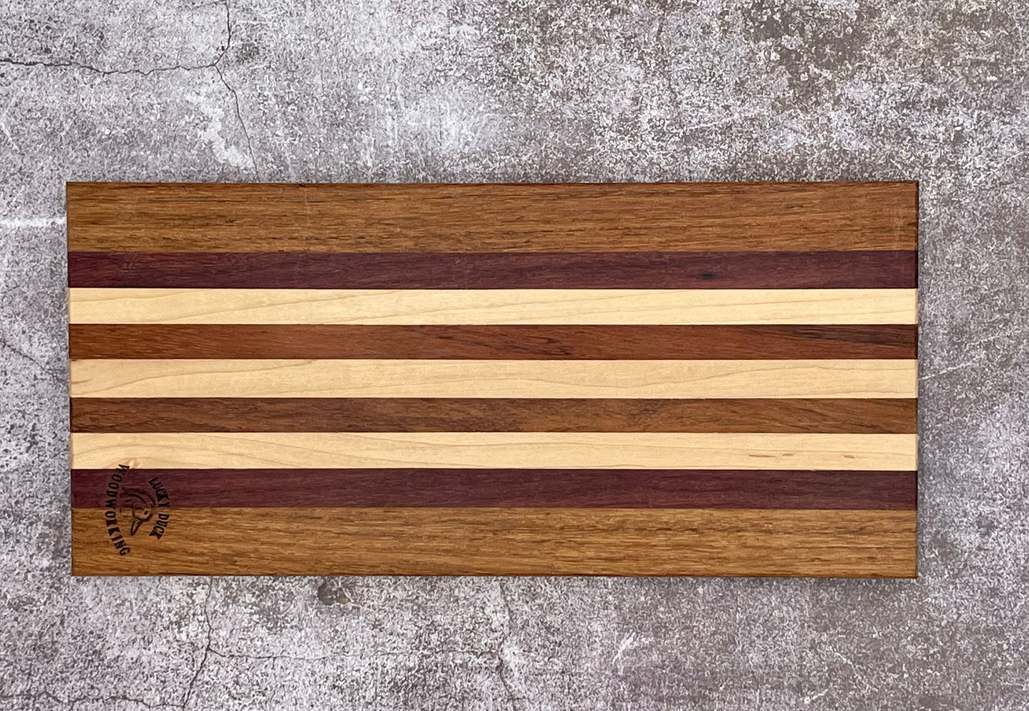 Flying Duck Cutting Board - Maple, Purple Heart and Brazilian Cherry