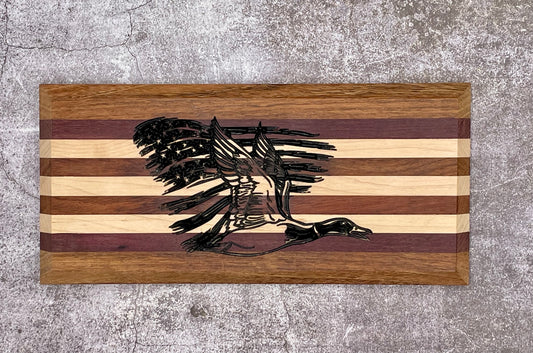 Flying Duck Cutting Board - Maple, Purple Heart and Brazilian Cherry