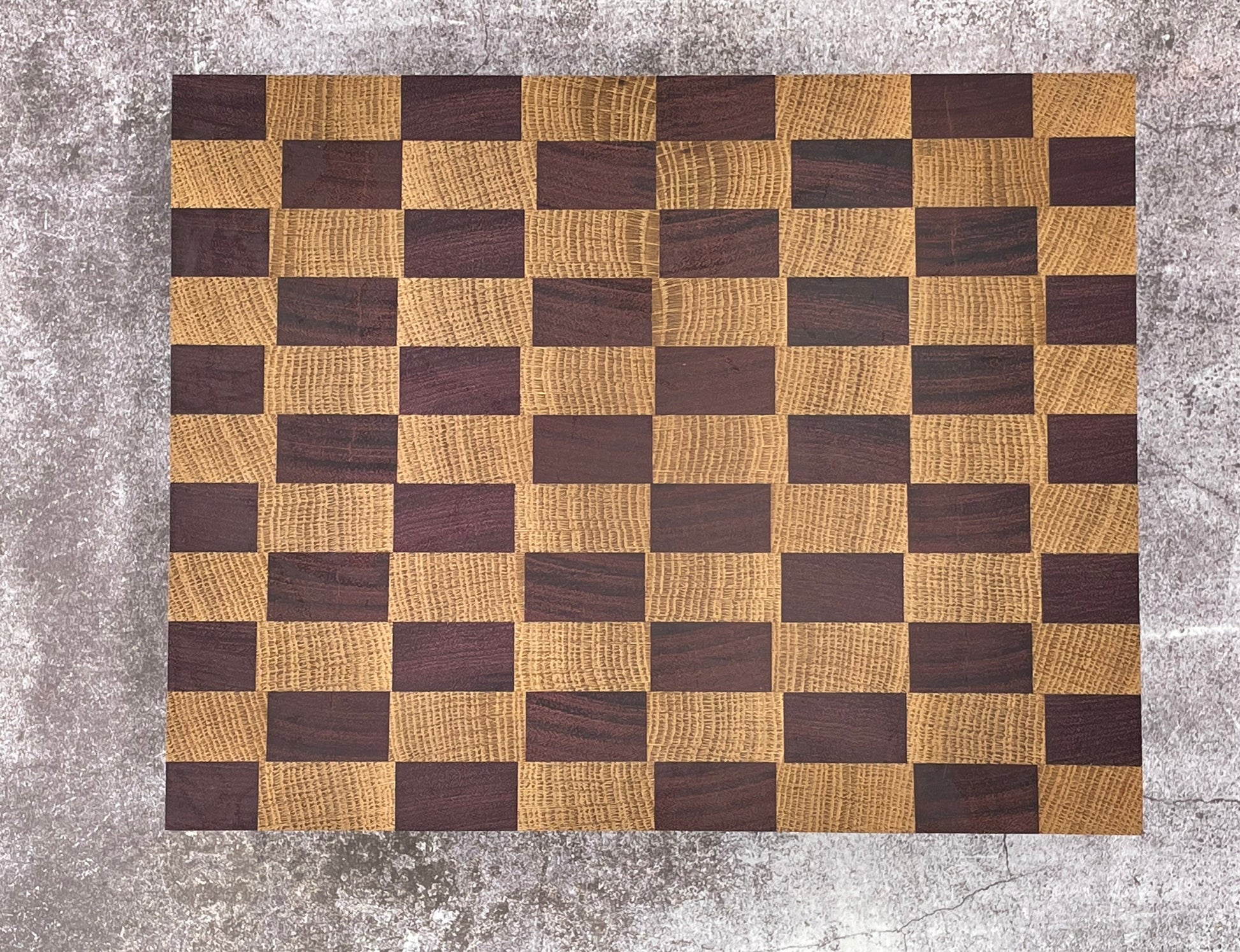 Checkered Walnut and Purple Heart End Grain Cutting Board