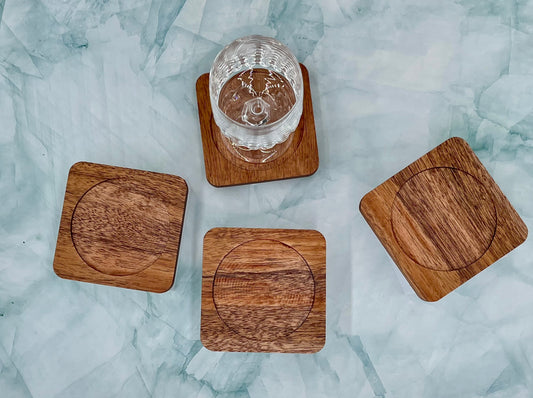 Wood Coasters - Brazilian Cherry (4 coasters per set)