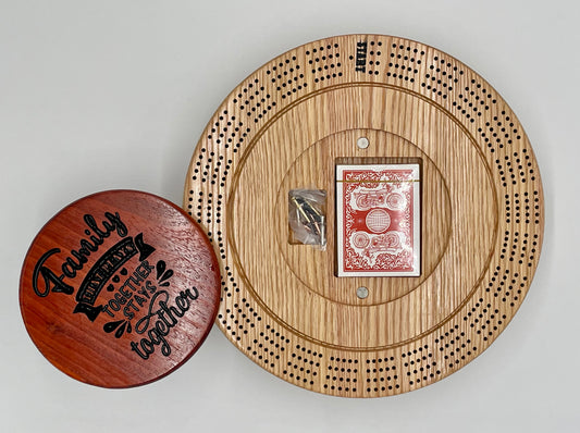 4 Person Cribbage Board - Red Oak